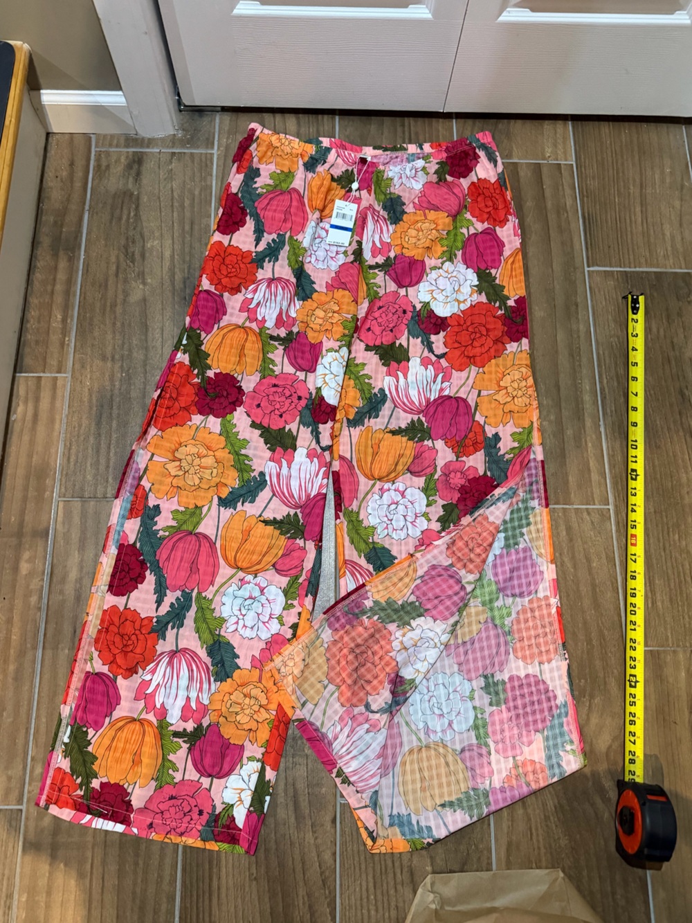 Trina Turk Pants Womens XL Wide Leg Retro Mod Vibrant floral print side cut nwt